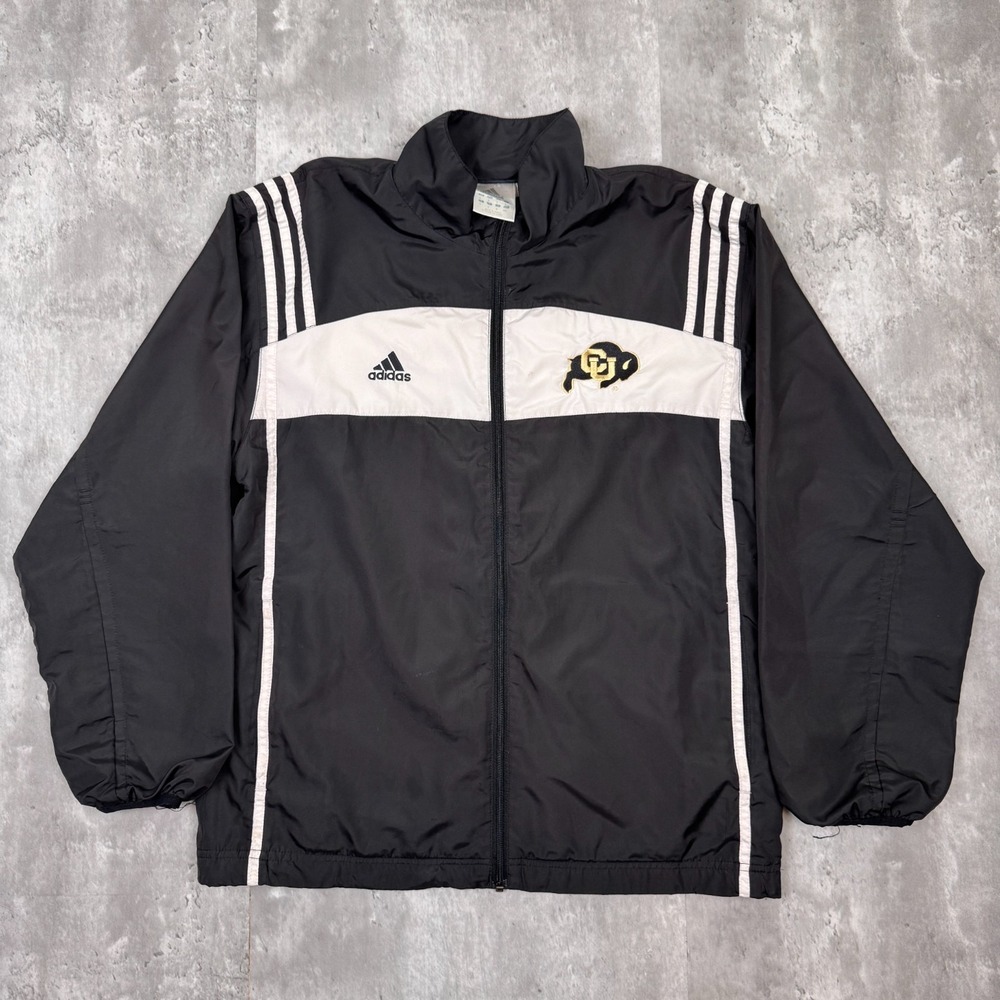 Vintage Colorado Buffaloes Jacket Mens Small Black Full Zip Track NCAA Adidas